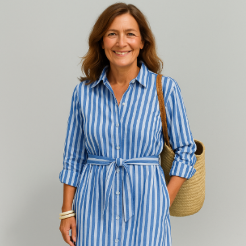 Denise | Stribet kjole med krave