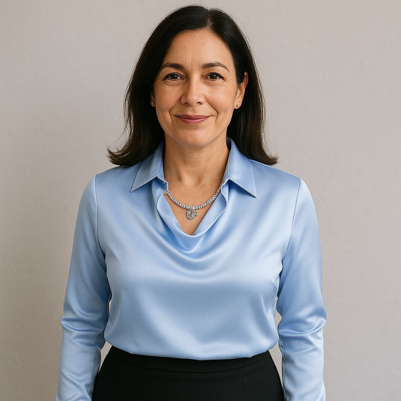 Elegant satinbluse med draperet udskæring