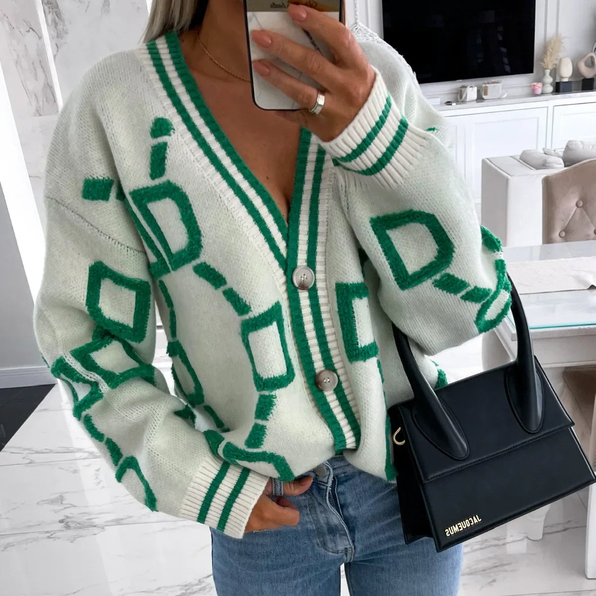 Nanette | Trendy vest med geometrisk design